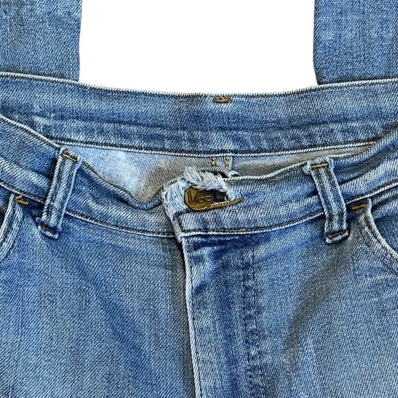 Lee Women’s Sz 27 Vintage 70s Bell Bottom Jeans Cotton USA Made Faded Thrashed - Picture 6 of 16